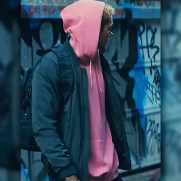Locked 2025 bill skarsgård bomber jacket side view
