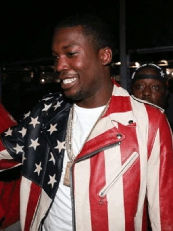 Meek mill usa flag jacket front view