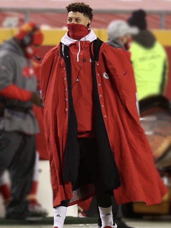 Kc chiefs sideline cape coat front view