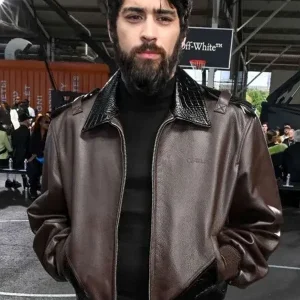 Zayn Malik NYFW 2025 Brown Leather Jacket