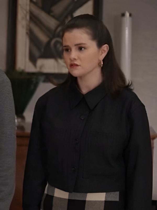 Model wearing only murders in the building s4 selena gomez jacket