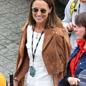 F1 Pippa Middleton Brown Leather Jacket