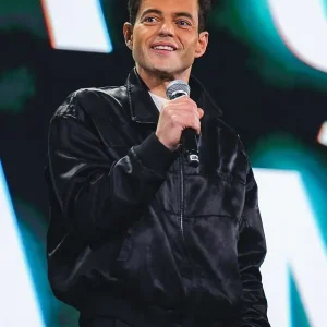 The Amateur 2025 Rami Malek Satin Bomber Jacket