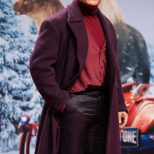 Red One Premiere Dwayne Johnson Maroon Coat