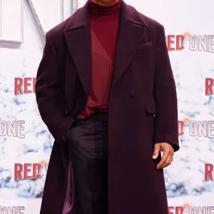 Red One Premiere Dwayne Johnson Maroon Coat