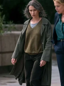 Model wearing sara morozzi sara woman in the shadows trench coat