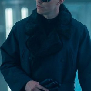 Superman 2025 Nicholas Hoult Black Shearling Coat