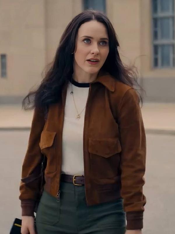 Superman 2025 rachel brosnahan brown suede jacket front view