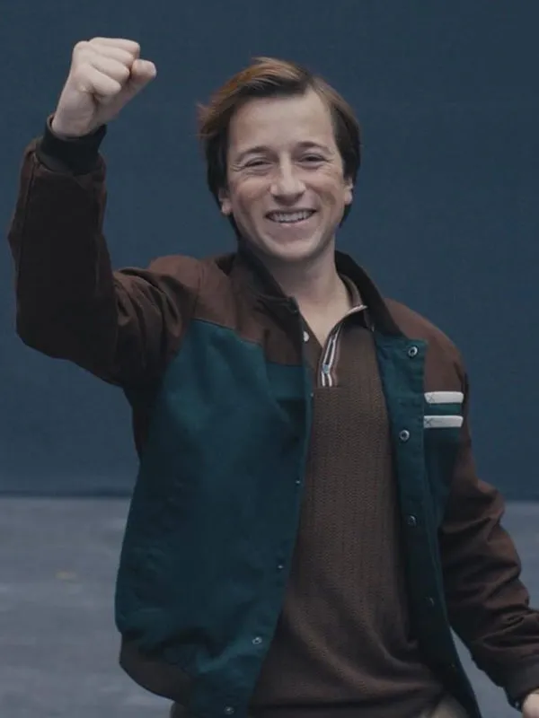 Model wearing superman legacy jimmy olsen bomber jacket