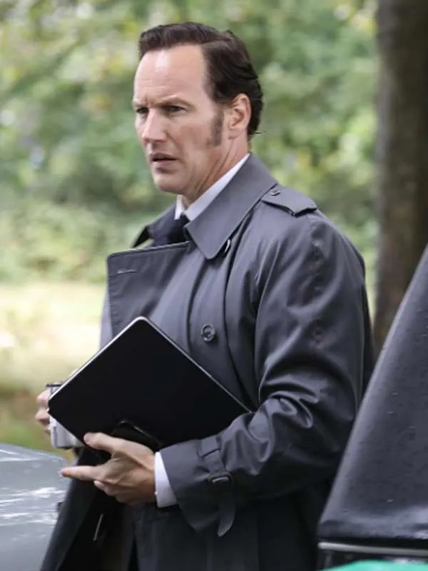Patrick wilson the conjuring last rites black coat side view
