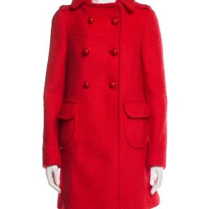 The Life List 2025 Sofia Carson Red Double Breasted Peacoat