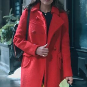 The Life List 2025 Sofia Carson Red Double Breasted Peacoat