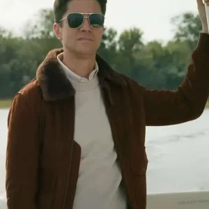 Topher Grace The Waterfront S01 Shearling Brown Jacket