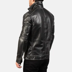 Mens Black Leather Racer Jacket