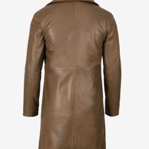 Brown Leather Trench Coat For Men