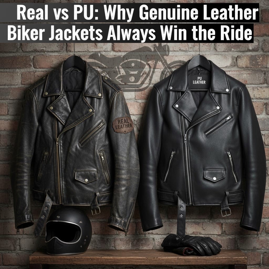 Read more about the article Real vs PU: Why Genuine Leather Biker Jackets Always Win the Ride