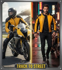 Read more about the article From Track to Street: How the Black and Yellow Leather Motorcycle Jacket Redefines Modern Riding Gear