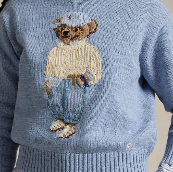 Ralph Lauren Sky Blue Polo Bear Knit Sweater Vintage Old Money Jumper - Image 6